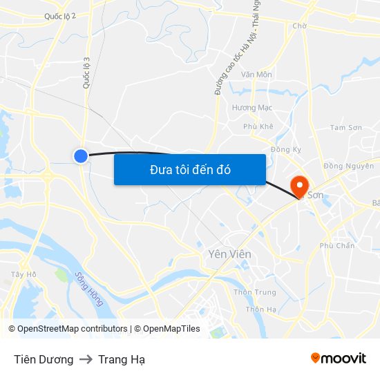 Tiên Dương to Trang Hạ map