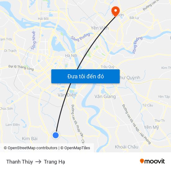 Thanh Thùy to Trang Hạ map