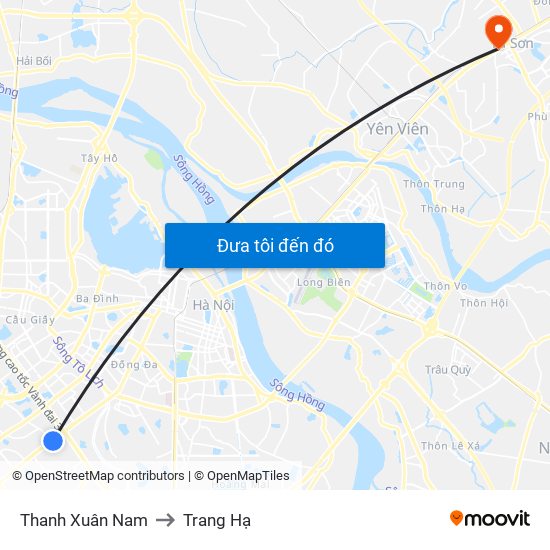 Thanh Xuân Nam to Trang Hạ map