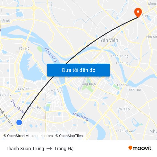 Thanh Xuân Trung to Trang Hạ map