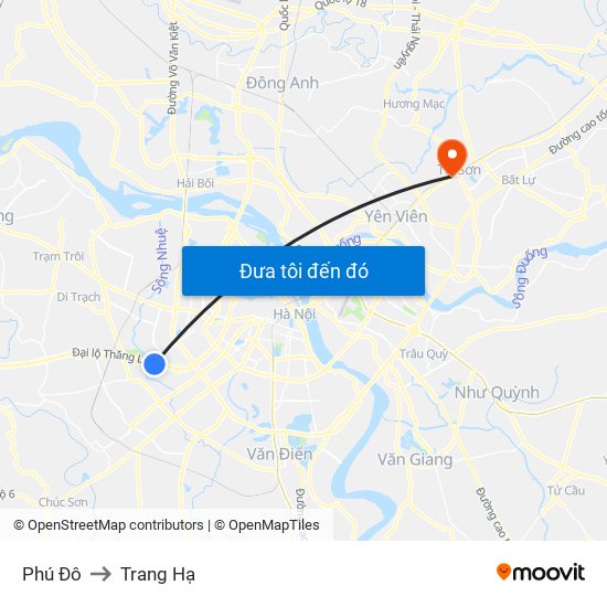 Phú Đô to Trang Hạ map