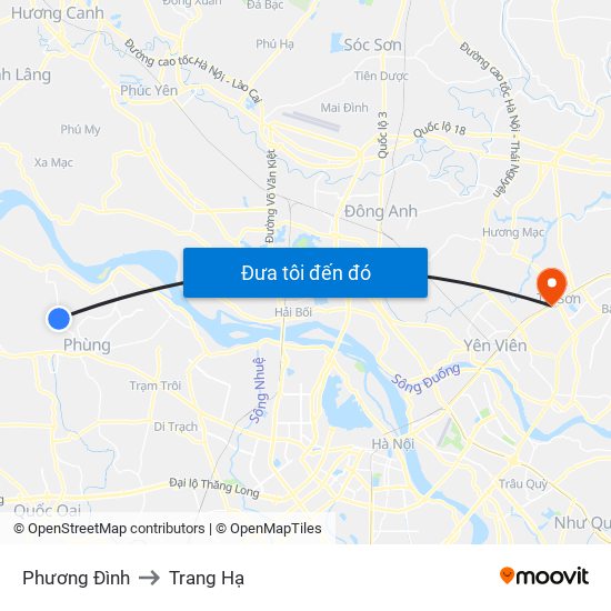 Phương Đình to Trang Hạ map