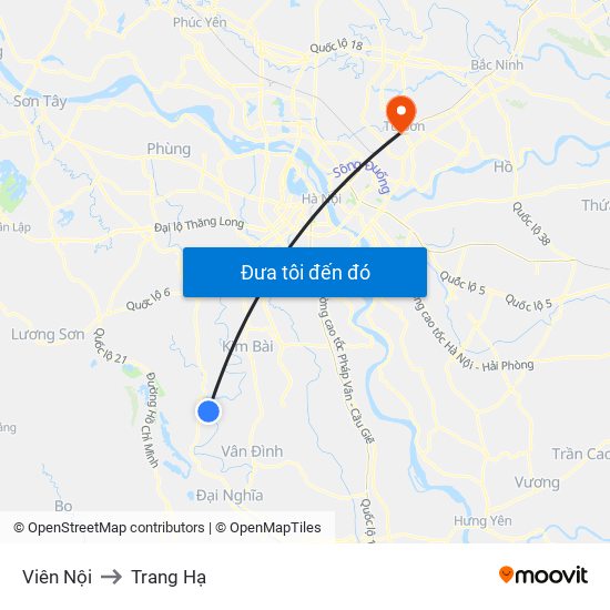 Viên Nội to Trang Hạ map