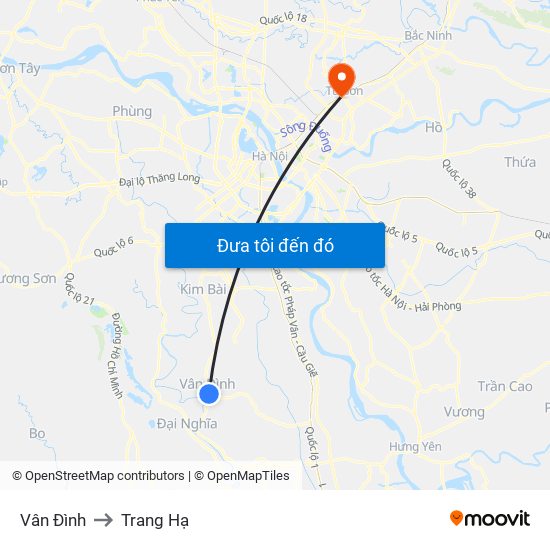 Vân Đình to Trang Hạ map