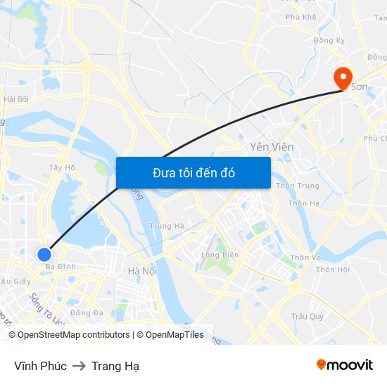 Vĩnh Phúc to Trang Hạ map