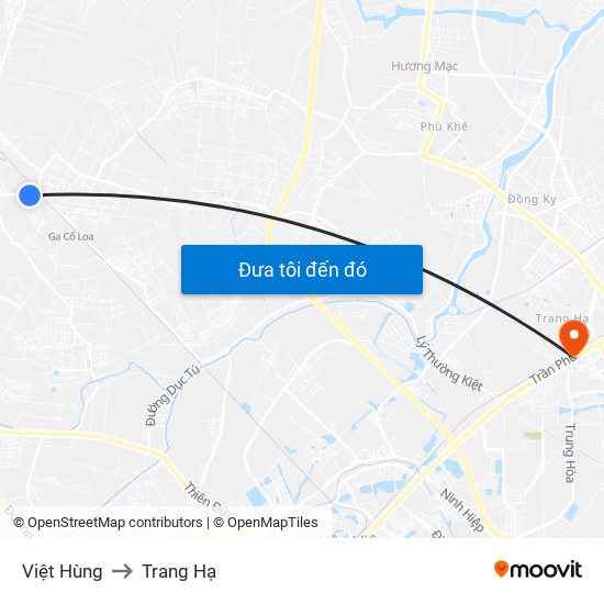 Việt Hùng to Trang Hạ map