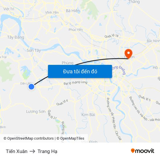 Tiến Xuân to Trang Hạ map