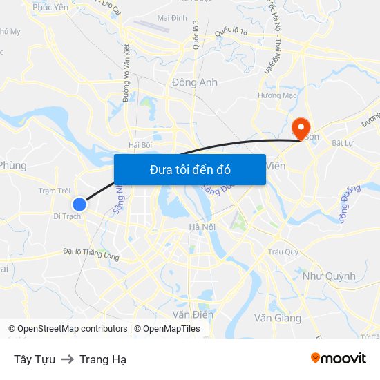 Tây Tựu to Trang Hạ map