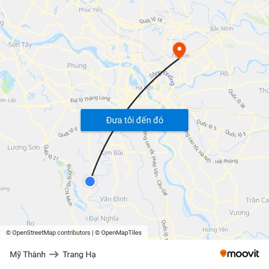 Mỹ Thành to Trang Hạ map