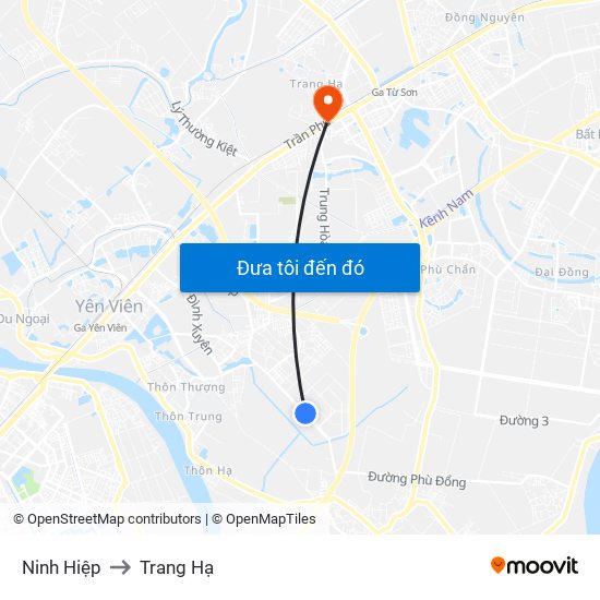 Ninh Hiệp to Trang Hạ map