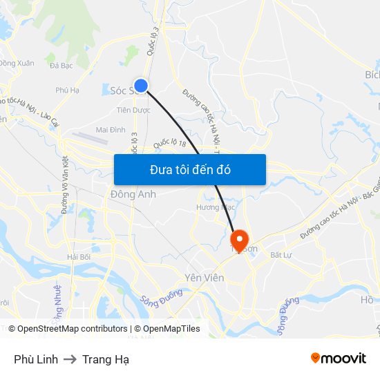 Phù Linh to Trang Hạ map