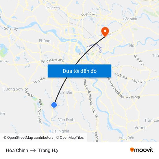 Hòa Chính to Trang Hạ map