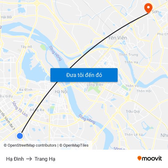 Hạ Đình to Trang Hạ map