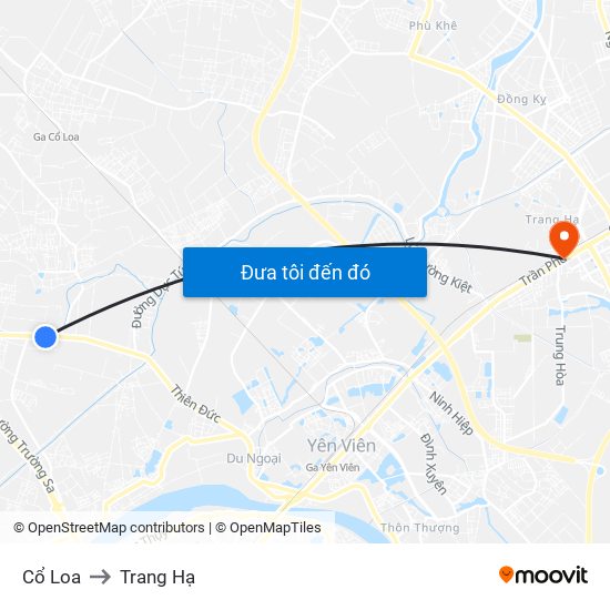 Cổ Loa to Trang Hạ map