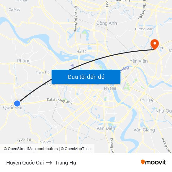 Huyện Quốc Oai to Trang Hạ map