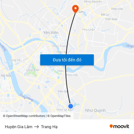 Huyện Gia Lâm to Trang Hạ map