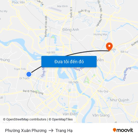Phường Xuân Phương to Trang Hạ map