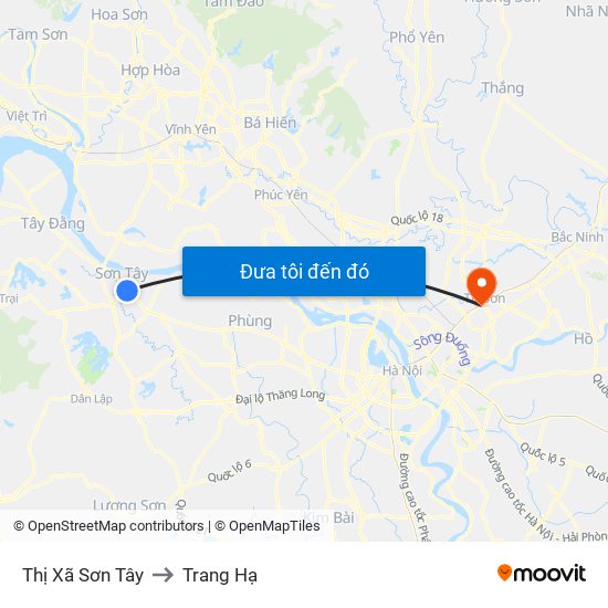 Thị Xã Sơn Tây to Trang Hạ map