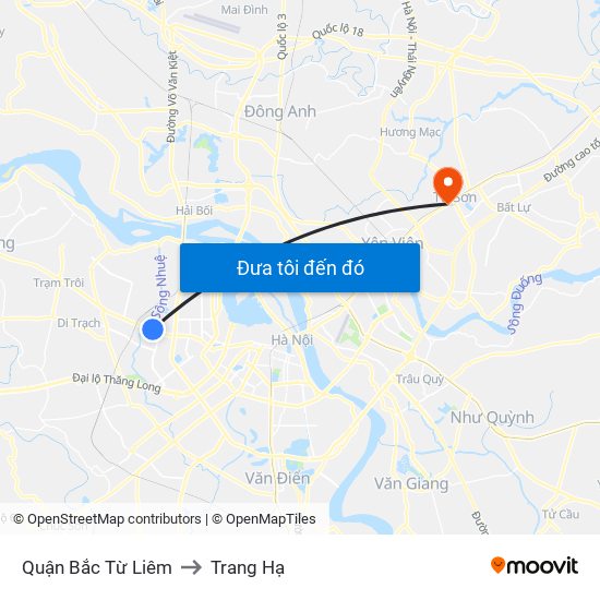 Quận Bắc Từ Liêm to Trang Hạ map