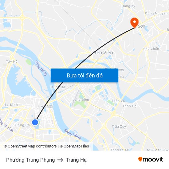Phường Trung Phụng to Trang Hạ map