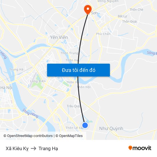 Xã Kiêu Kỵ to Trang Hạ map