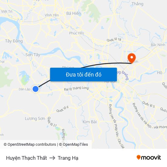 Huyện Thạch Thất to Trang Hạ map