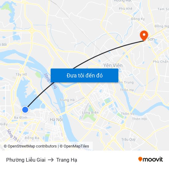 Phường Liễu Giai to Trang Hạ map