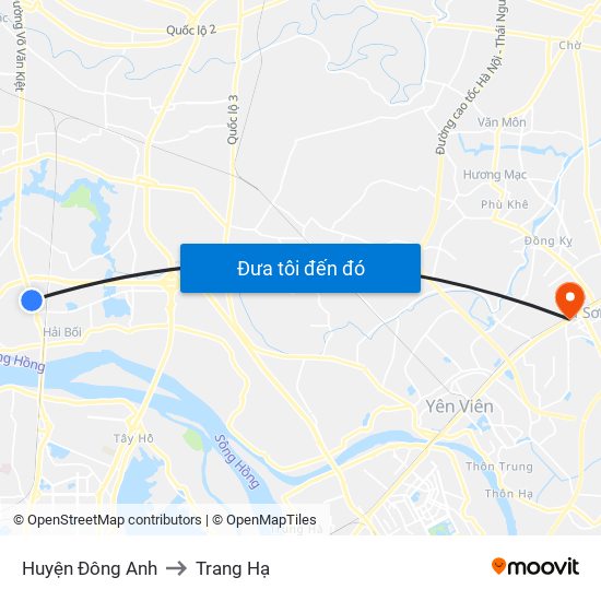 Huyện Đông Anh to Trang Hạ map