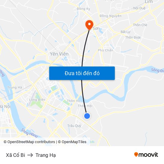 Xã Cổ Bi to Trang Hạ map