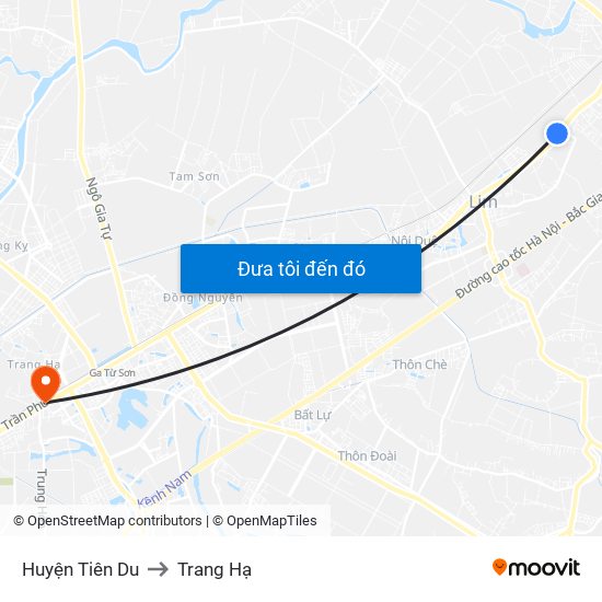 Huyện Tiên Du to Trang Hạ map