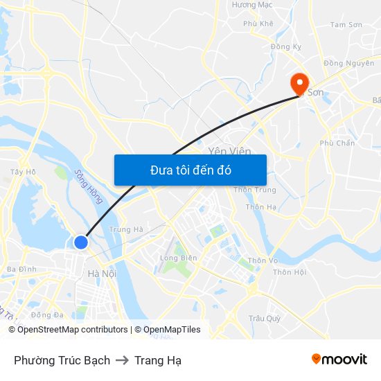 Phường Trúc Bạch to Trang Hạ map