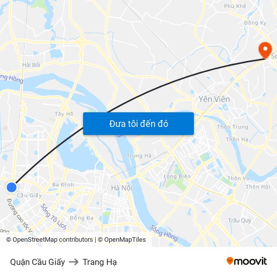 Quận Cầu Giấy to Trang Hạ map