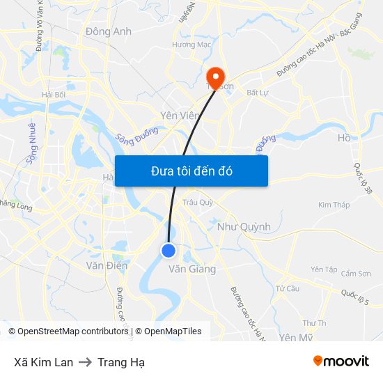 Xã Kim Lan to Trang Hạ map