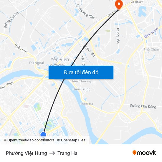 Phường Việt Hưng to Trang Hạ map
