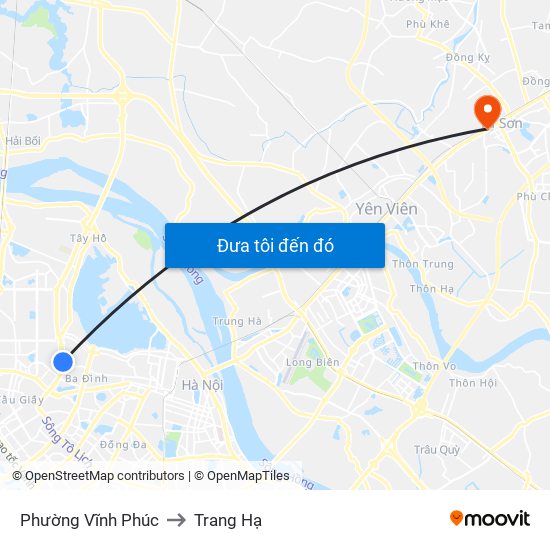 Phường Vĩnh Phúc to Trang Hạ map