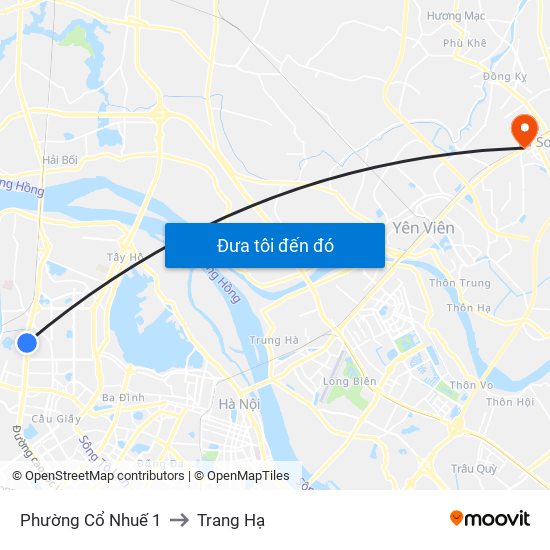 Phường Cổ Nhuế 1 to Trang Hạ map