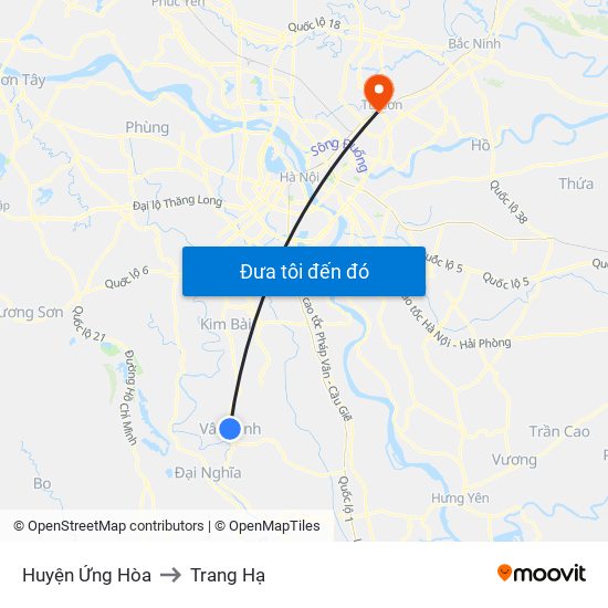 Huyện Ứng Hòa to Trang Hạ map