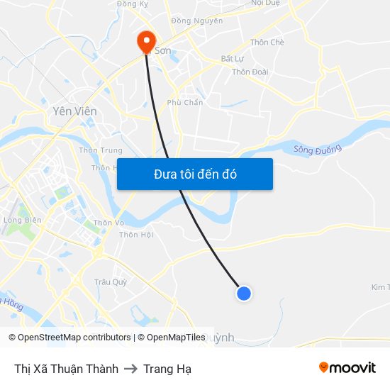 Thị Xã Thuận Thành to Trang Hạ map