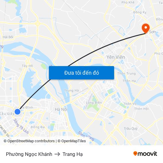 Phường Ngọc Khánh to Trang Hạ map