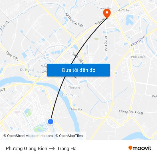 Phường Giang Biên to Trang Hạ map