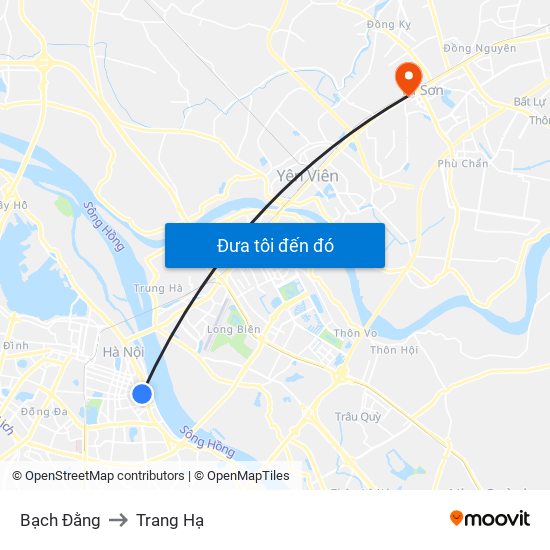 Bạch Đằng to Trang Hạ map