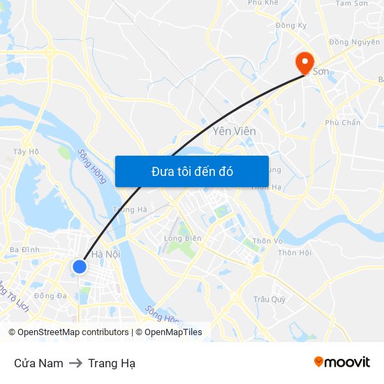Cửa Nam to Trang Hạ map