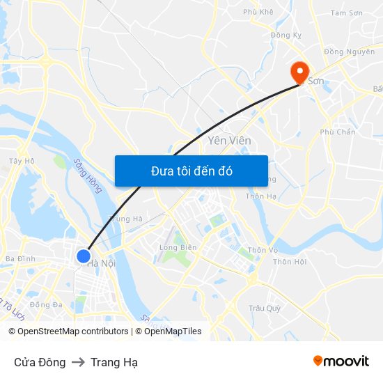 Cửa Đông to Trang Hạ map