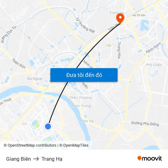 Giang Biên to Trang Hạ map