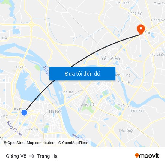 Giảng Võ to Trang Hạ map