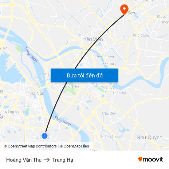 Hoàng Văn Thụ to Trang Hạ map