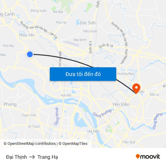 Đại Thịnh to Trang Hạ map