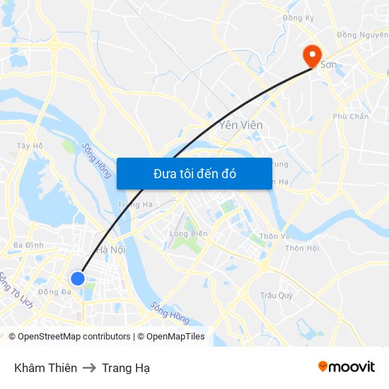 Khâm Thiên to Trang Hạ map