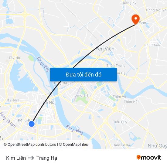 Kim Liên to Trang Hạ map