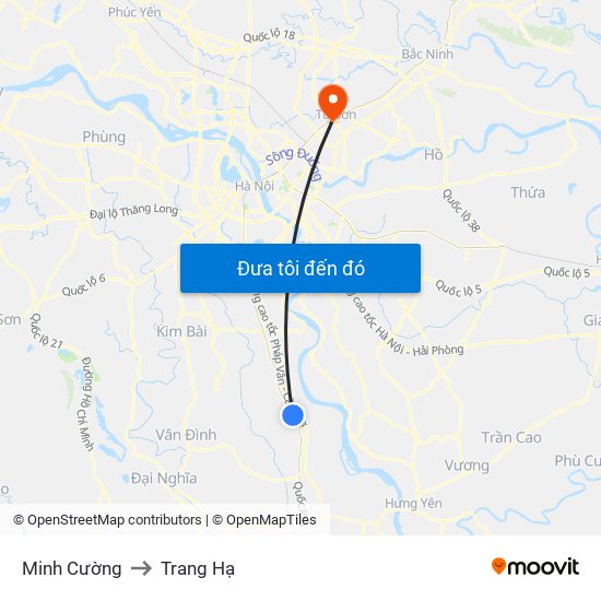 Minh Cường to Trang Hạ map